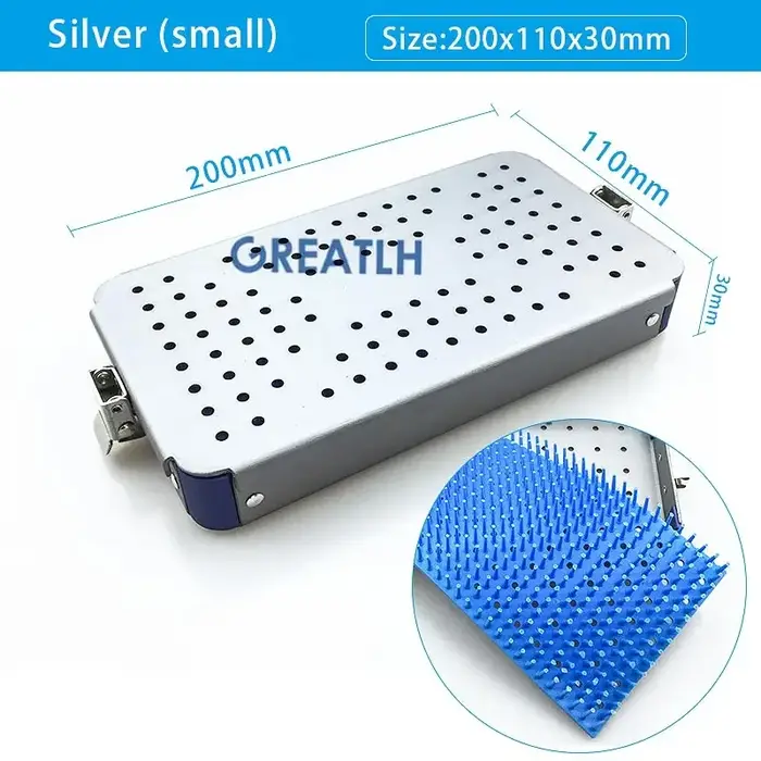 Boîte de stérilisation à plateau Autoclavable avec tapis en Silicone, Instruments en aluminium Autoc