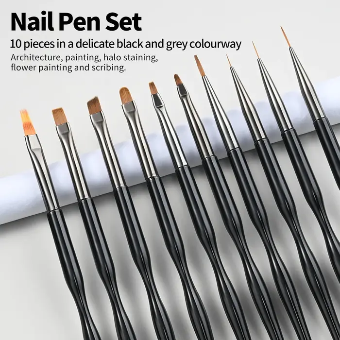 10 pièces Nail Art stylo brosse UV Gel peinture à la main Liner stylo ensemble acrylique Gel UV vern