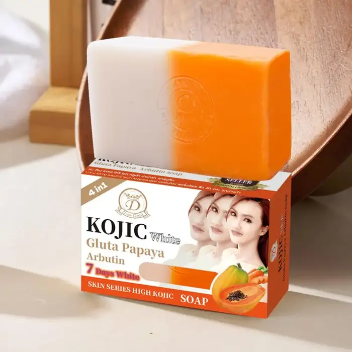 Savon à l'huile essentielle de papaye et d'acide kojique 160g, savon artisanal hydratant pour le bain nettoyant à la vitamine C