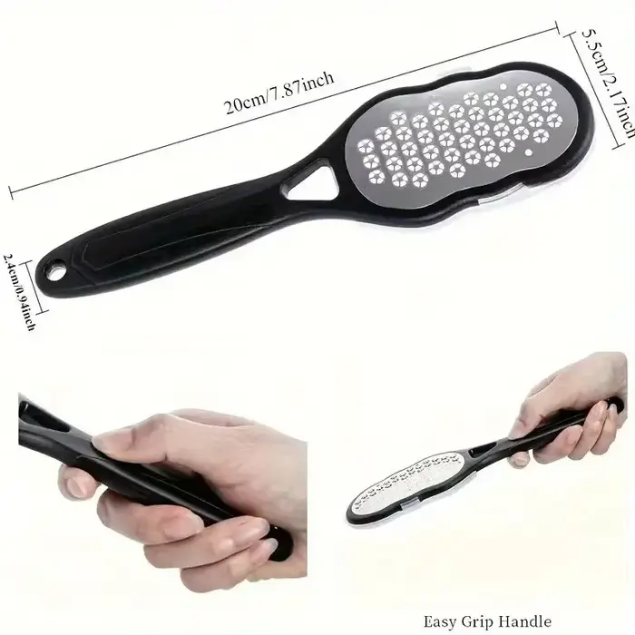 Lime à pied en acier inoxydable – Lime ergonomique anti-éclaboussures avec grain grossier/fin, durab