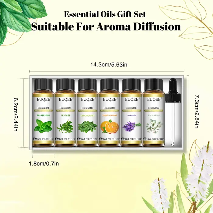 EUQEE huiles essentielles Set 6 bouteilles 10ml