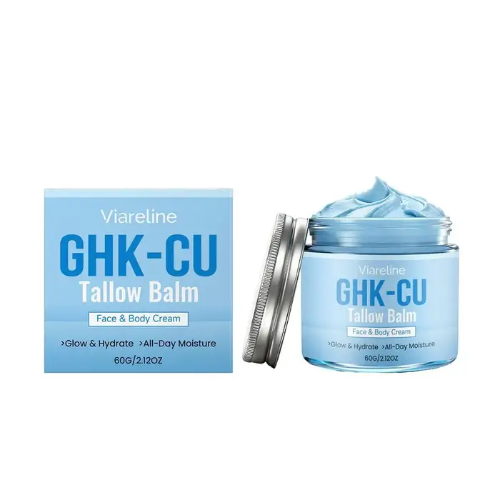 Crème au peptide GHK-Cu pour le visage, hydratant au suif de bœuf bleu avec peptides de cuivre, doux