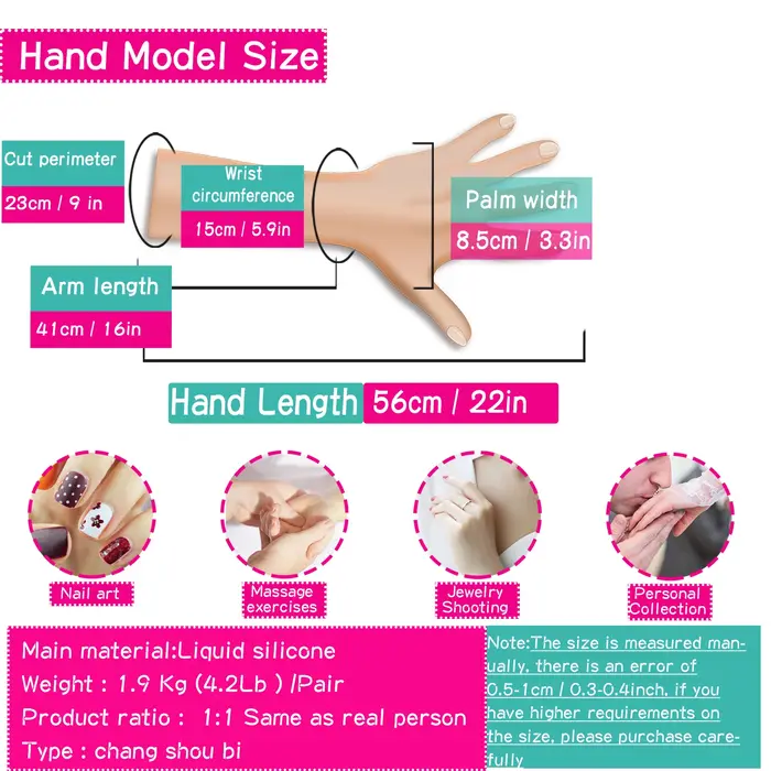 Main de Mannequin Longue Pliable pour Femme