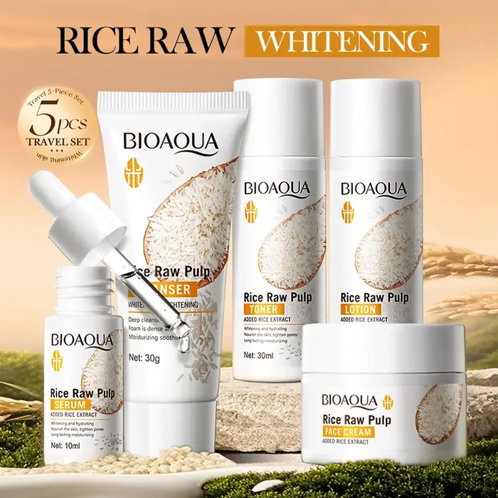 BIOAOUA ensemble de soins de la peau blanchissant au riz