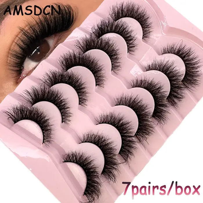 7 paires de cils en bande russe naturelle cils de vison moelleux 3D faux cils moelleux Volume cils f