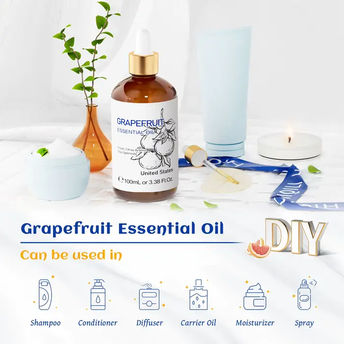 ​ ​ HIQILI 100% huile essentielle de pamplemousse Pure 100ml pour bricolage arômes humidificateur Massage visage peau Orange douce citronnelle ​ ​