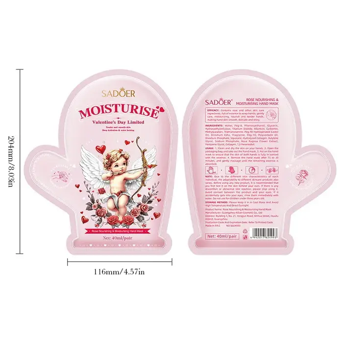 5 paires de masques hydratants pour les mains SADOER Cupid Rose