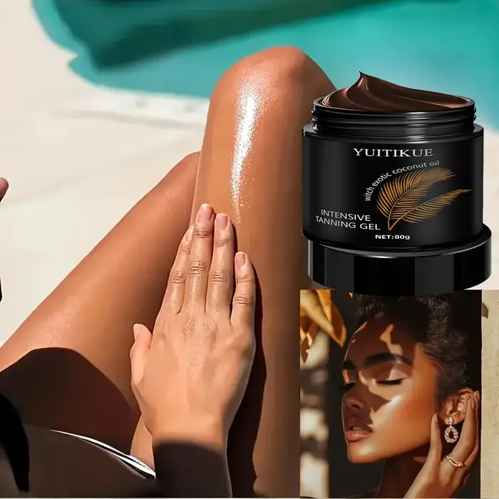 ​ ​ YUITIKUE Gel Bronzant Intensif 80g avec Huile de Noix de Coco - Brillant Naturel Rapide