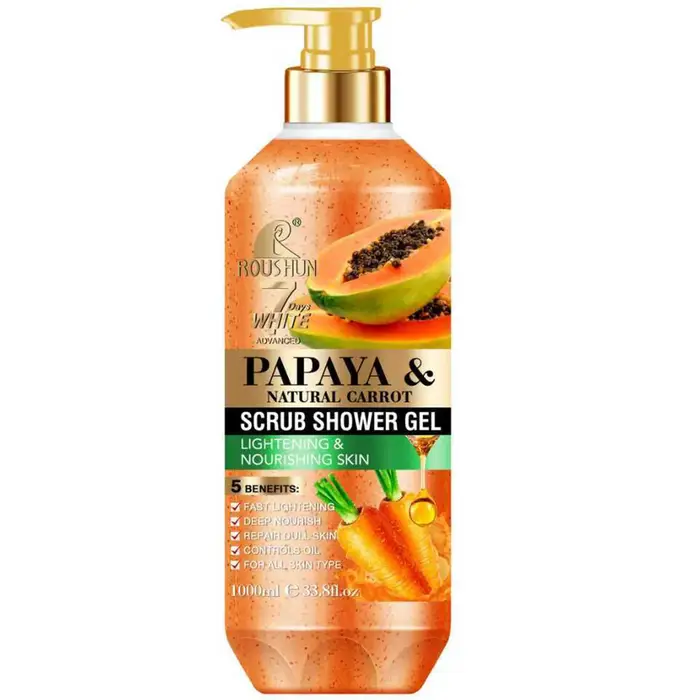 Gel douche exfoliant à la papaye et à la carotte ROUSHUN 1000ML