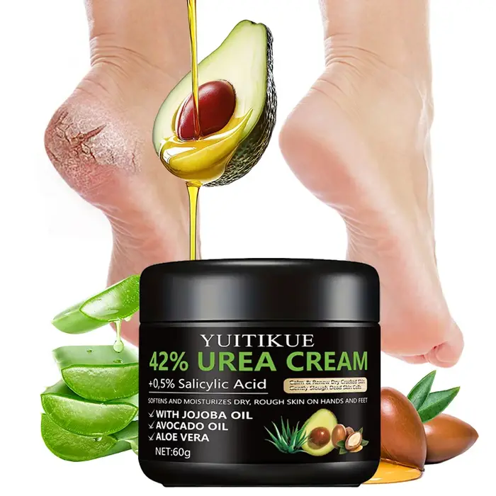 Crème pour les pieds à l'urée - Produit pour réparer les talons craquelés, exfoliant la peau morte, 