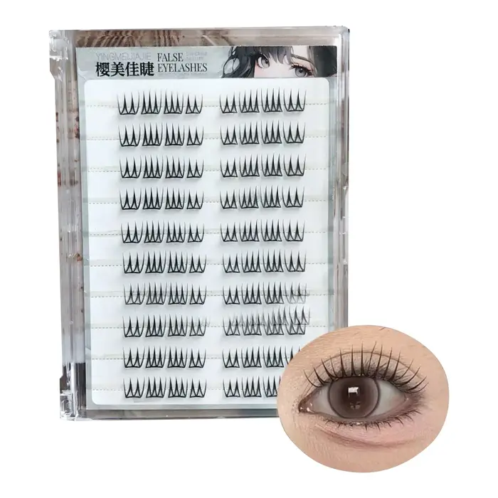 Faux cils coréens autocollants en forme de U, cils individuels en grappe, courbure D, effet naturel,