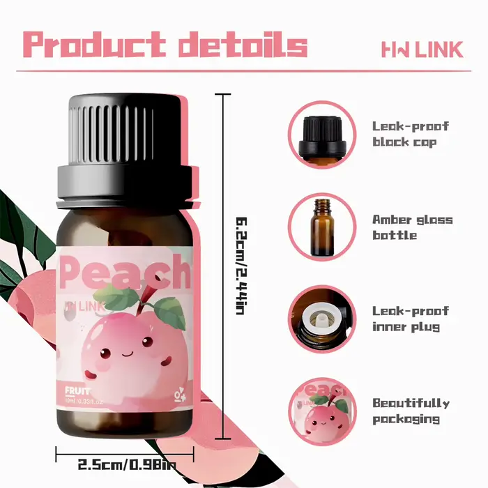 Huiles essentielles de pêche 10 ml pour la fabrication de bougies