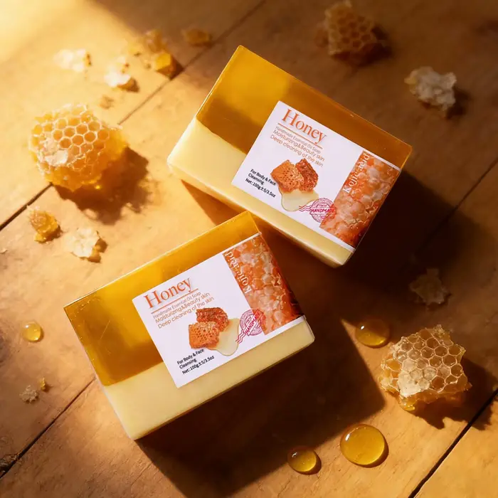 Savon fait à la main au lait de chèvre et au miel bicolore