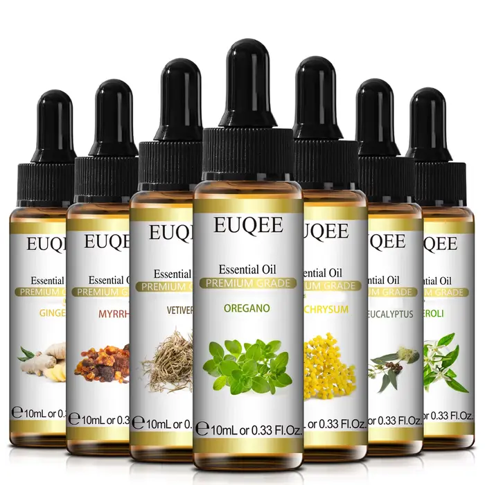 EUQEE 10ml Oregano Vetiver huile essentielle pour humidificateur bougie faisant myrrhe gingembre hélicrysum citron Rose Eucalyptus arômes huiles