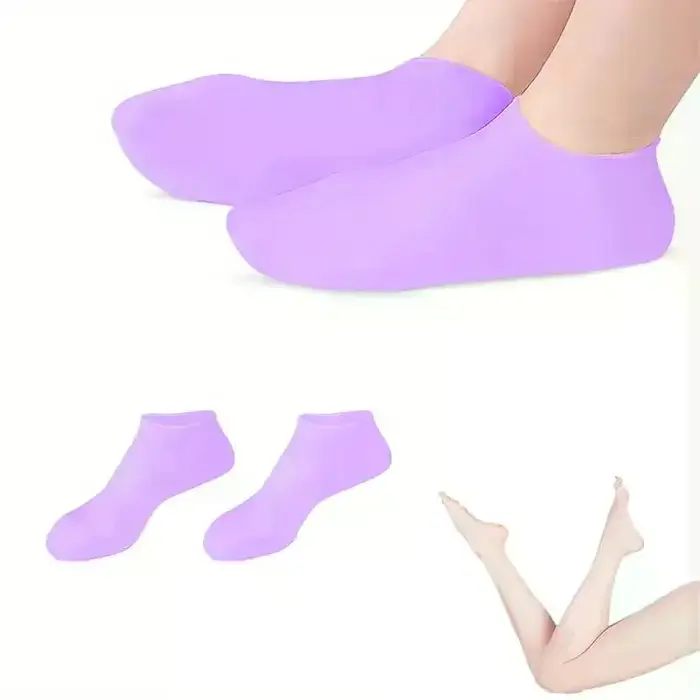 1 paire de chaussettes hydratantes en silicone pour pieds secs et craquelés
