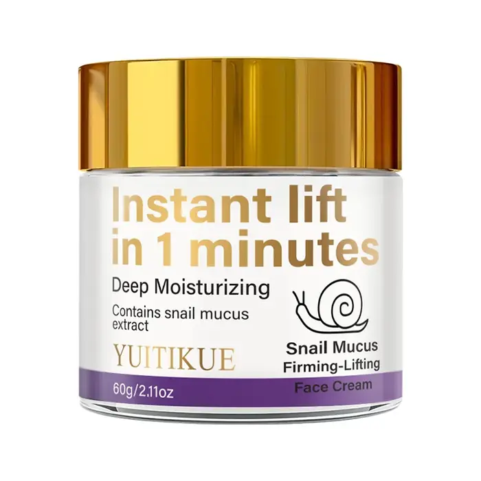 Crème raffermissante à la mucine d'escargot qui lifte instantanément en 1 minute, hydrate en profond