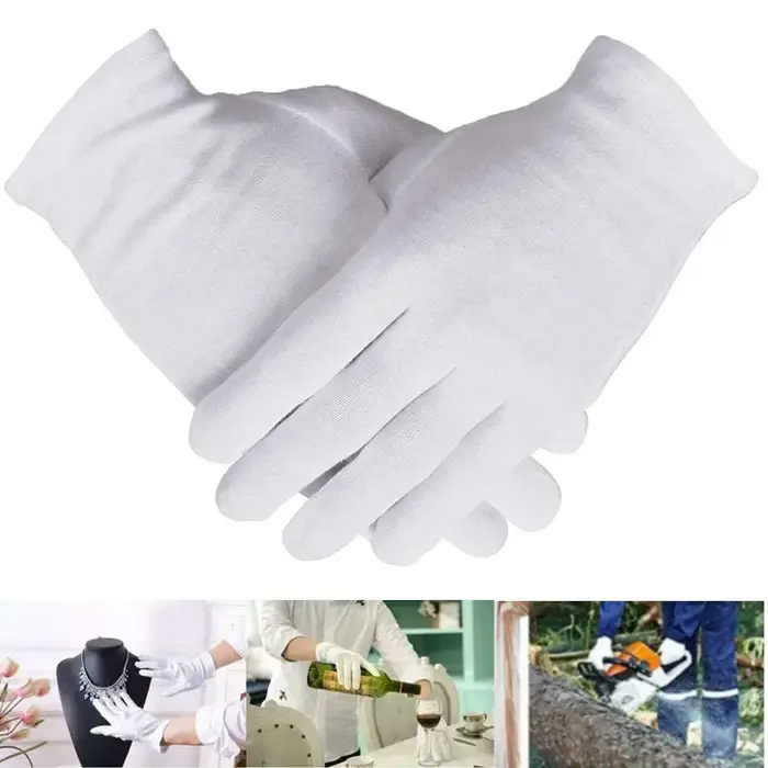 12 paires de gants en coton blanc pour les mains sèches, hydratant, pour l'inspection de l'eczéma, g