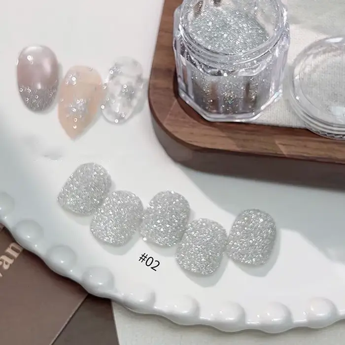 Poudre à ongles diamantée argentée 5g - Pigment pailleté ultra fin pour ongles en acrylique et en ge