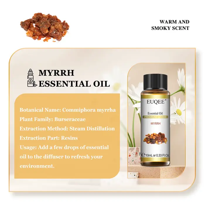 EUQEE 10ml Oregano Vetiver huile essentielle pour humidificateur bougie faisant myrrhe gingembre hélicrysum citron Rose Eucalyptus arômes huiles