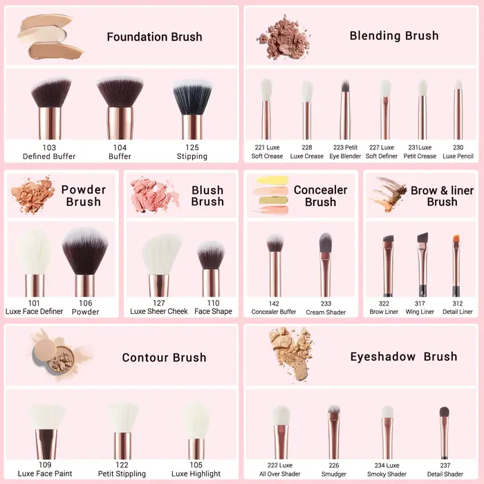 Jessup – ensemble de pinceaux de maquillage professionnels, 25 pièces, poudre de fond de teint natur