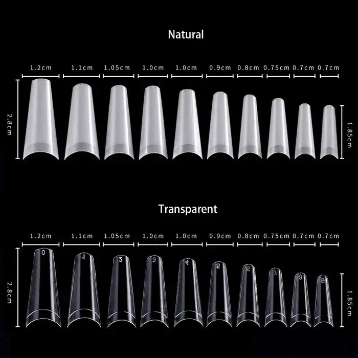 500 pièces faux ongles Art conseils français naturel Transparent cercueil faux ongles conseils acryl