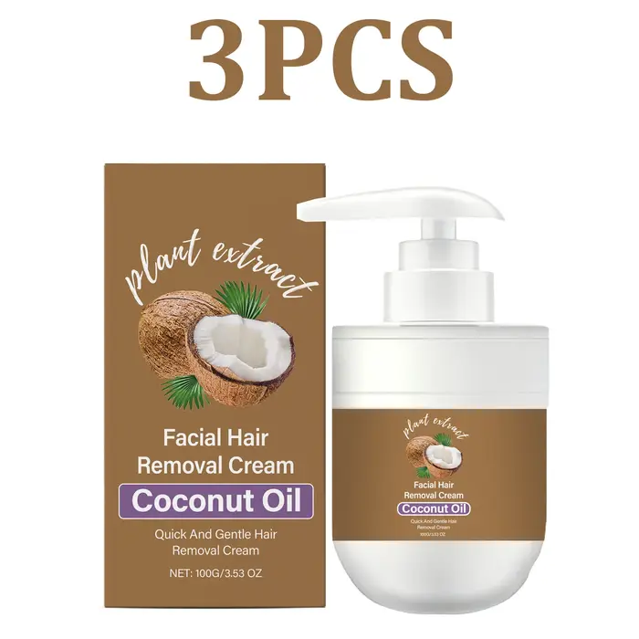 Crème dépilatoire visage à l'huile de coco, rapide et douce pour peaux sensibles, lissante, hydratante, apaisante, élimine les poils fins et duveteux