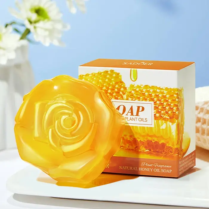 SADOER Savon Visage au Miel Nettoyant Moussant Hydratant Anti-Acné Anti-Âge Blanchissant pour le Corps et le Bain