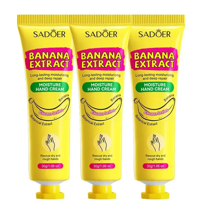 Pack de 3 crèmes hydratantes pour les mains à la banane, délicates, hydratantes et nourrissantes, po