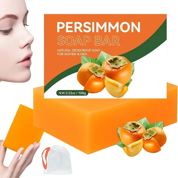 Savon au kaki, éliminateur d'odeurs corporelles, hydratation intense, mousse riche, solution nettoya