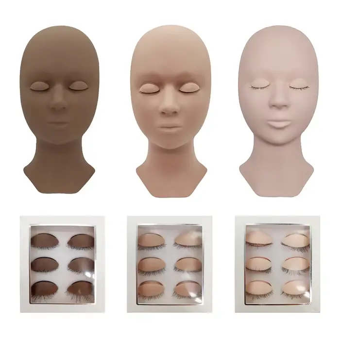 Tête de Mannequin pour extension de cils, kit de formation avec paupières amovibles, têtes de modèle