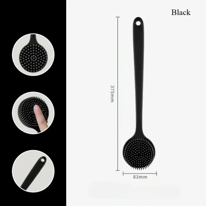 Brosse de douche exfoliante en silicone souple avec poignée pour le dos