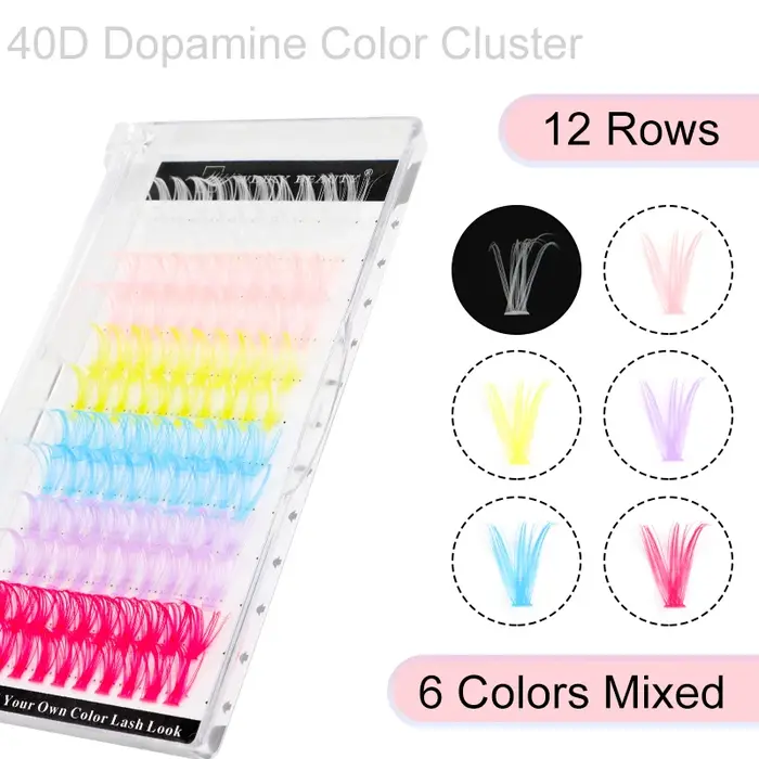 Winky beauty – cils colorés en grappe, 120 pièces, faisceau segmenté 40D, boucles D naturelles, indi
