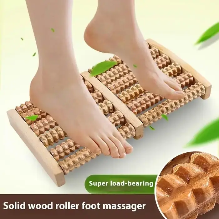 Rouleau de massage des pieds en bois à base de réflexologie