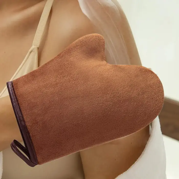 Gant applicateur auto-bronzant réutilisable et lavable en machine pour lotion corporelle