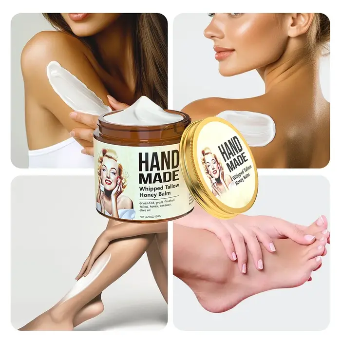 Crème Visage Fouettée au Suif et au Miel Faite Main ENVISHA – Hydratante
