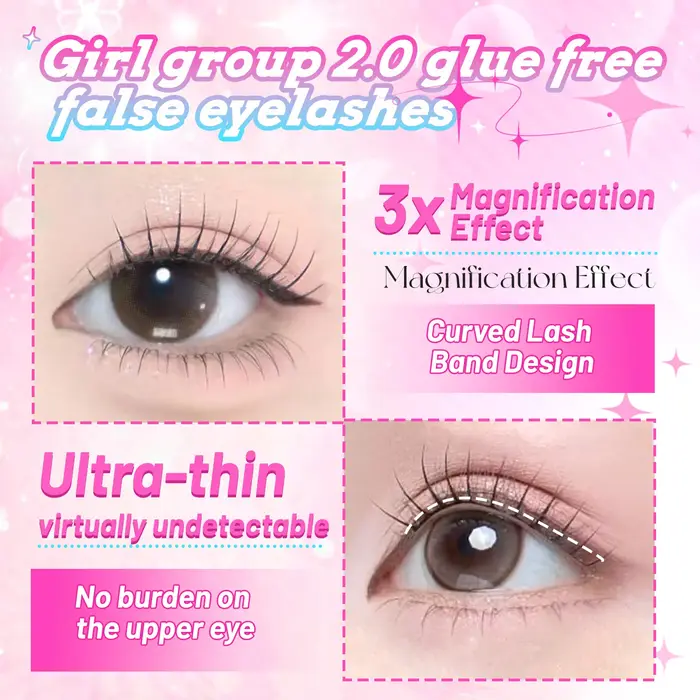 【Style K-pop 2.0】Faux cils autocollants - Pas besoin de colle, faciles à porter en quelques secondes