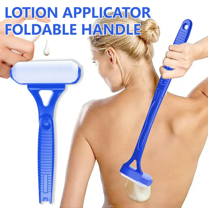 Applicateur de lotion pliable à long manche avec rouleau pour crème solaire