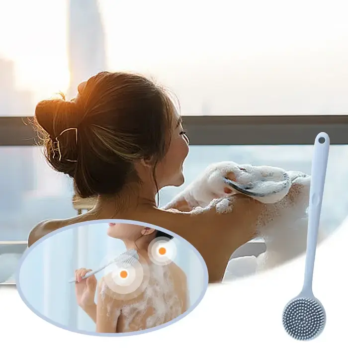 Brosse de douche à Long manche en Silicone, outils de bain paresseux à cheveux doux, épurateur de do