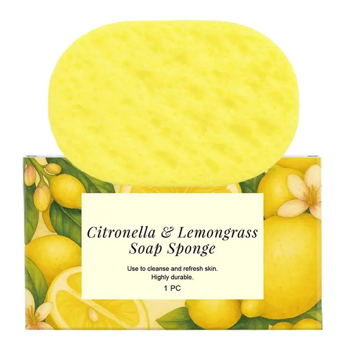 Éponge de bain exfoliante à la citronnelle et au citron pour le contrôle du sébum
