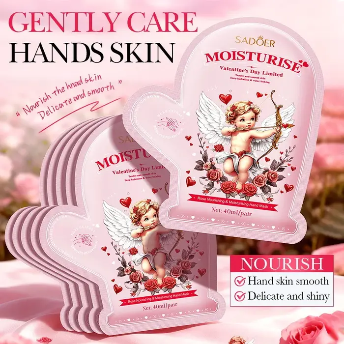 5 paires de masques hydratants pour les mains SADOER Cupid Rose