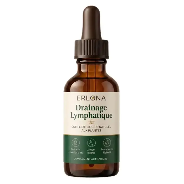 ERLONA Complément Liquide Naturel à Base de Plantes pour le Drainage Lymphatique – Gouttes de Soutie