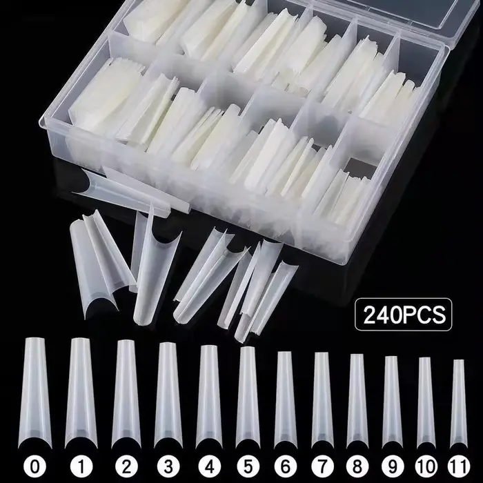 XXL – pointes de forme carrée longues et droites pour faux ongles en acrylique, avec boîte, pointes