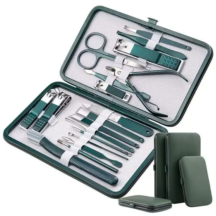 Ensemble de coupe-ongles, coupe-ongles pour la maison, ensemble de 18 pièces vert foncé, outils de p