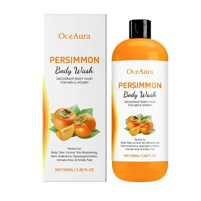 Gel Douche Persimmon Frais à l'Extrait Végétal Nettoyage Doux Hydratant Peau Lisse et Délicate Soin 