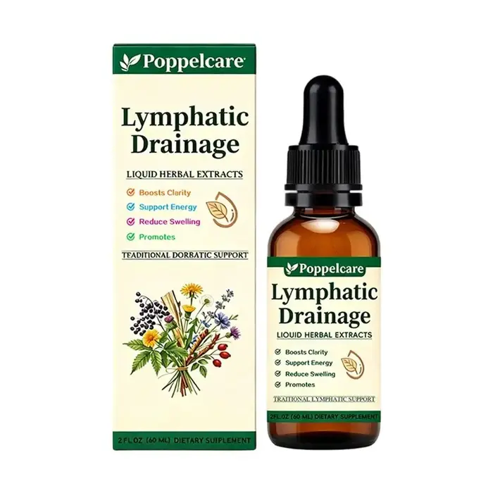 Poppelcare Gouttes Herbales de Soin Lymphatique 60ml – Extrait Naturel de Pissenlit et Racine de Bar