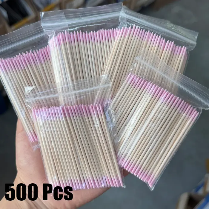 400 pièces rose Double tête Nail Art cuticule poussoir dissolvant 7CM Orange bois bâtons coton-tige outil de nettoyage