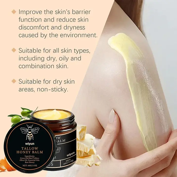 Beef Tallow Balmwith crème hydratante au miel brut doux hydratant nourrissant longue durée Non collant