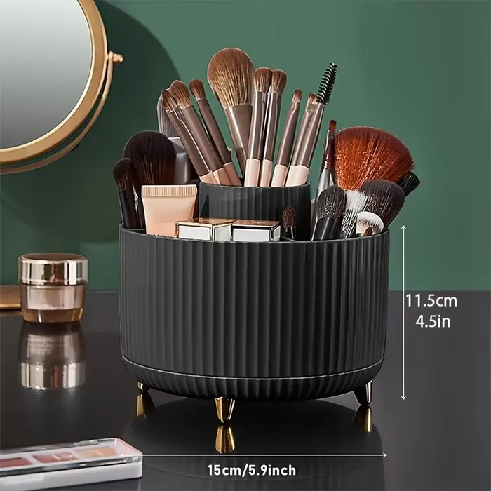 Organisateur de porte-brosse de maquillage 5 emplacements 360 ° Organisateurs rotatifs de stockage