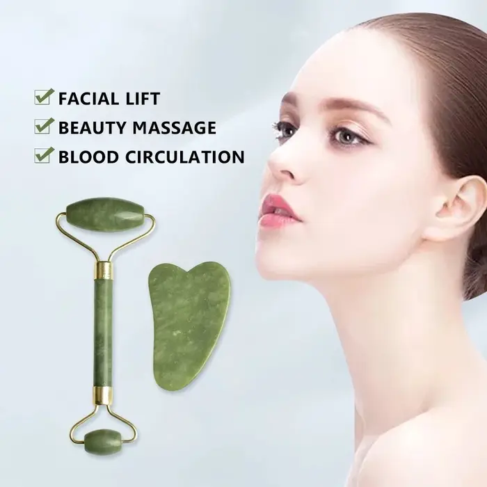 Rouleau de massage en pierre naturelle pour le visage