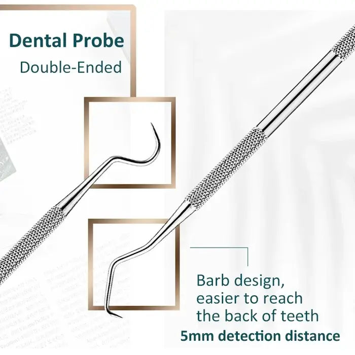 Outil de grattoir de cure-dents à double extrémité en acier inoxydable, explorer de sonde parodontal